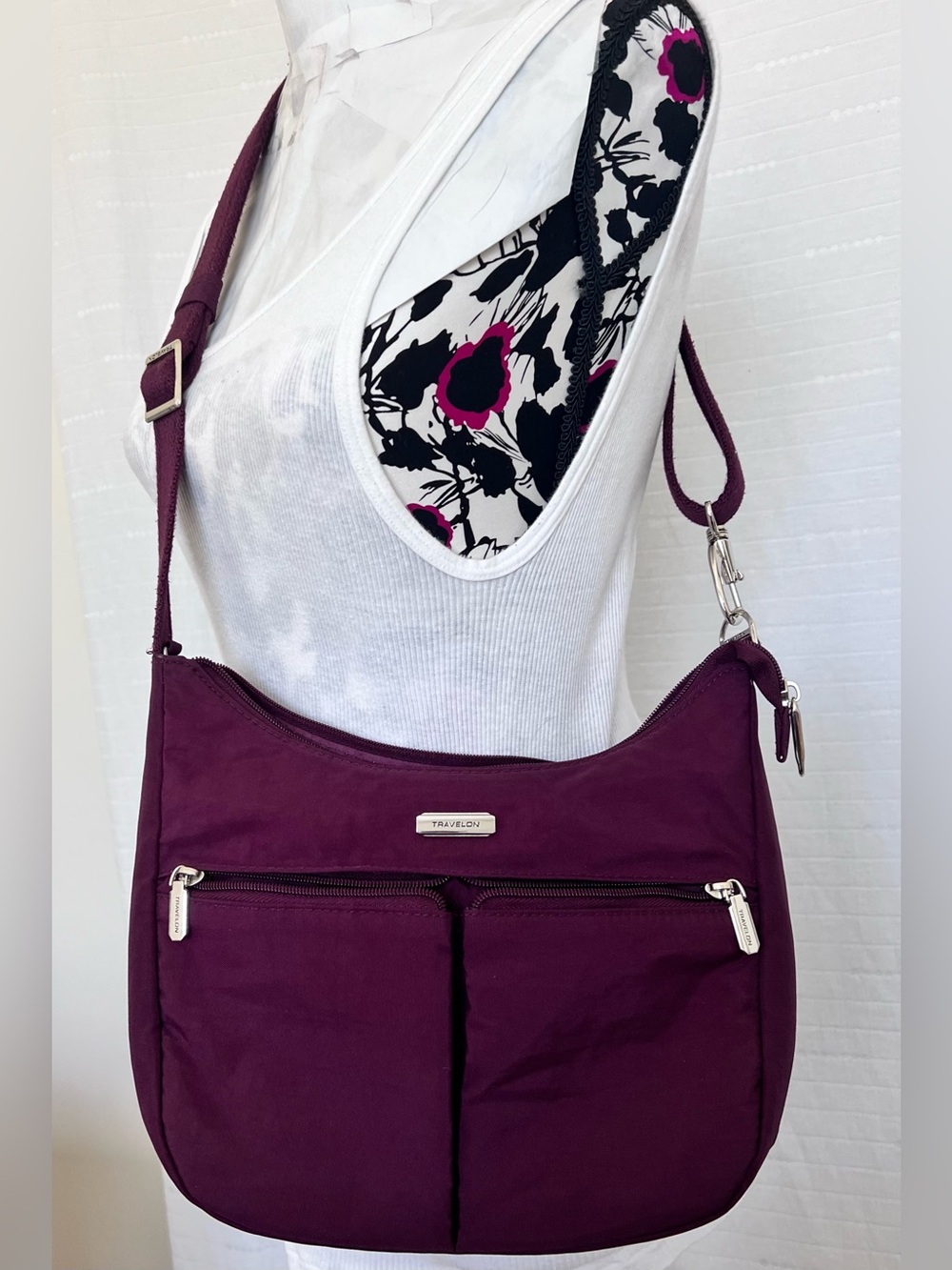 Travelon Anti-Theft Plum Colored Hobo Bag